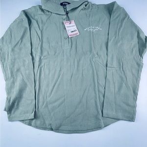 RIBBED LS POLO TOP
SAGE